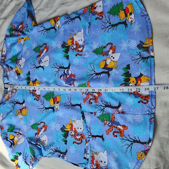 Christmas, Winter, Holiday, Disney Winnie The Pooh And Rudolph Nurse Scrubs Sz M - Picture 2 of 5